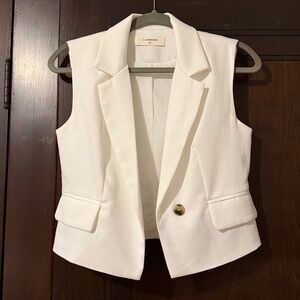 Commense White Sleeveless Blazer Vest